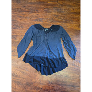 Left of Center Women's Shirt Blouse Navy Small